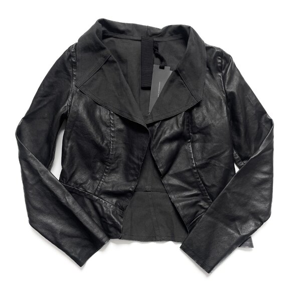 KZ_K Studio Drape Leather Jacket Black Size XS NEW NWT - Picture 4 of 13